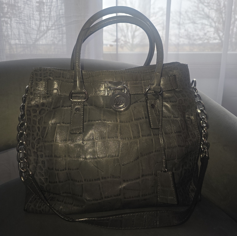 MICHAEL KORS Michael Kors Hamilton Croc Leather Large Tote
